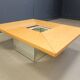 Vintage hidden bar coffee table by Paul michel in ash wood, 1970s
