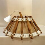 Suspension ceiling light scandinavian chandelier aka wood rope west germany rustic countryside