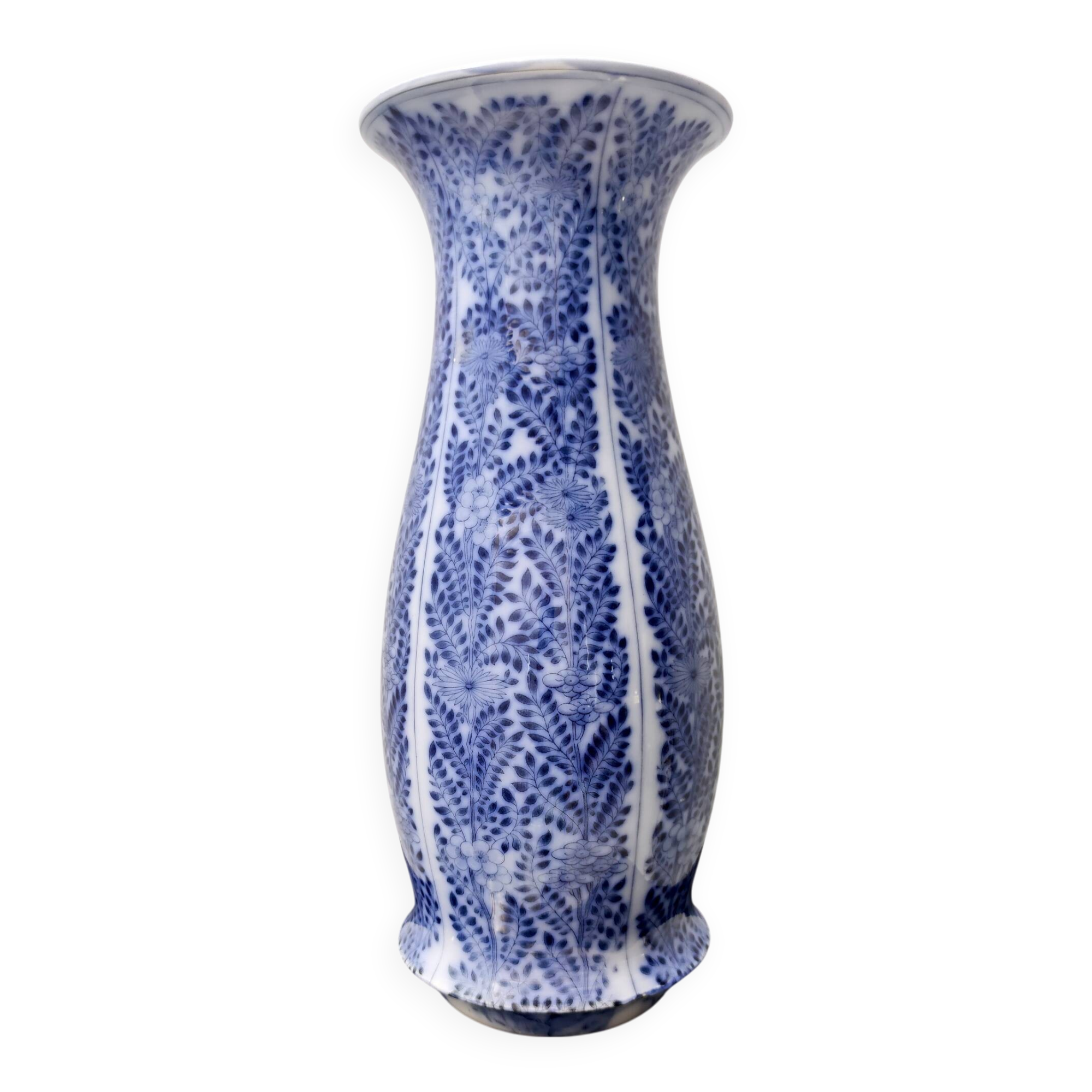 Blue and White Lacquered Ceramic Vase by Laveno Chinoiserie Style, Italy