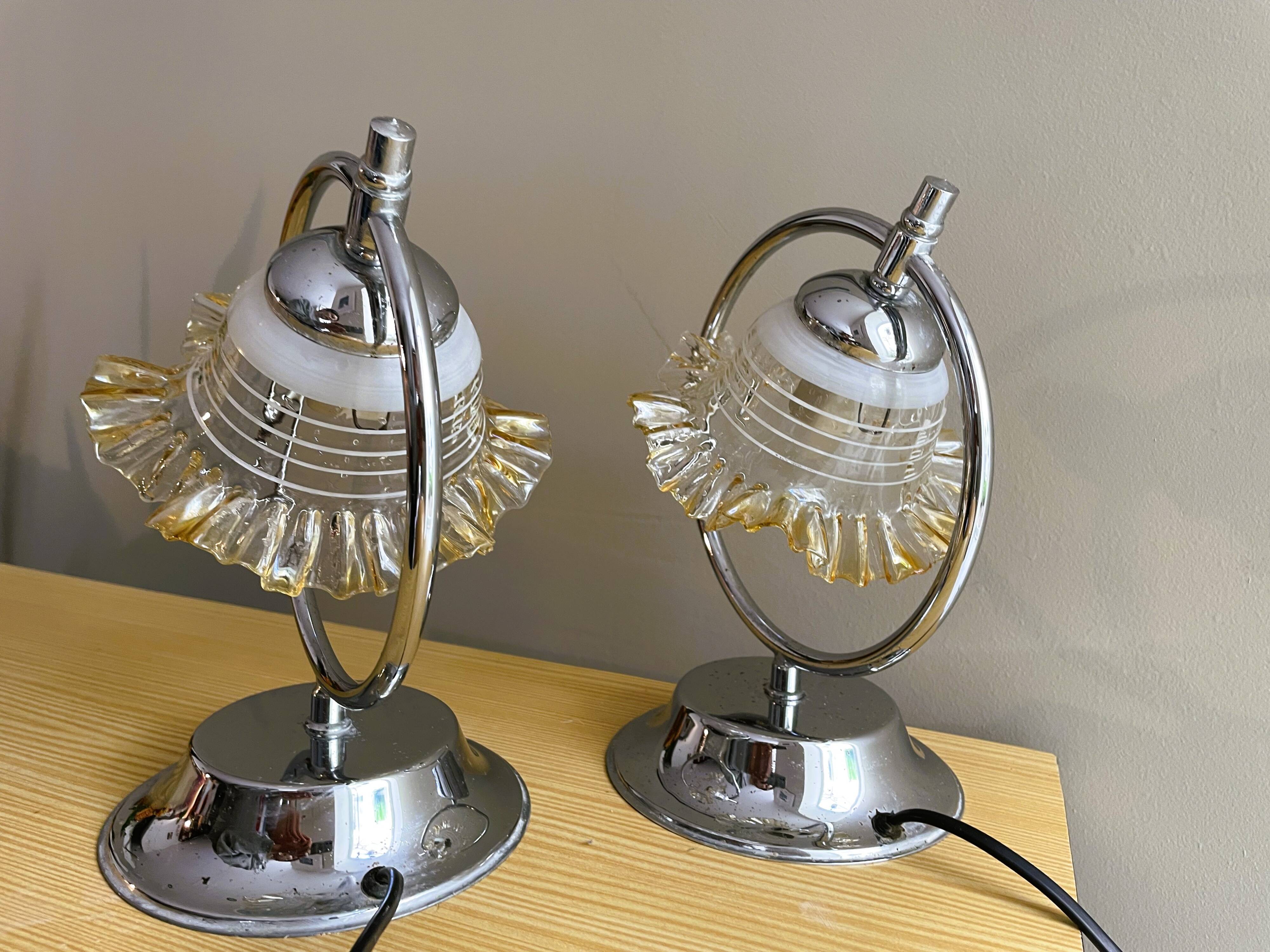 Pair mid century modern bedside lamps