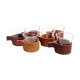 Set of 6 glasses or cups made of glass and teak
