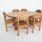 Large pinewood extendable dining table1970's
