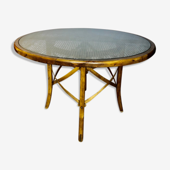 Dining table 1960 cannage and glass