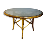 Dining table 1960 cannage and glass