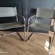 Pair of taupe Cantilever armchairs with chrome base