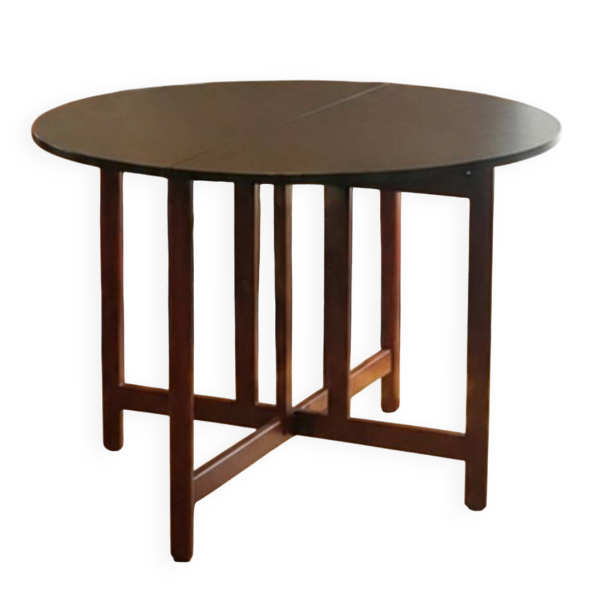 Extendable drop-leaf table for 2 to 5 people - vintage lacquered wood in black