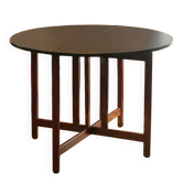 Extendable drop-leaf table for 2 to 5 people - vintage lacquered wood in black