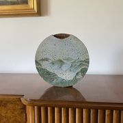 Pierre Devie, Mid-century modern green ceramic solifleur vase, France 1980