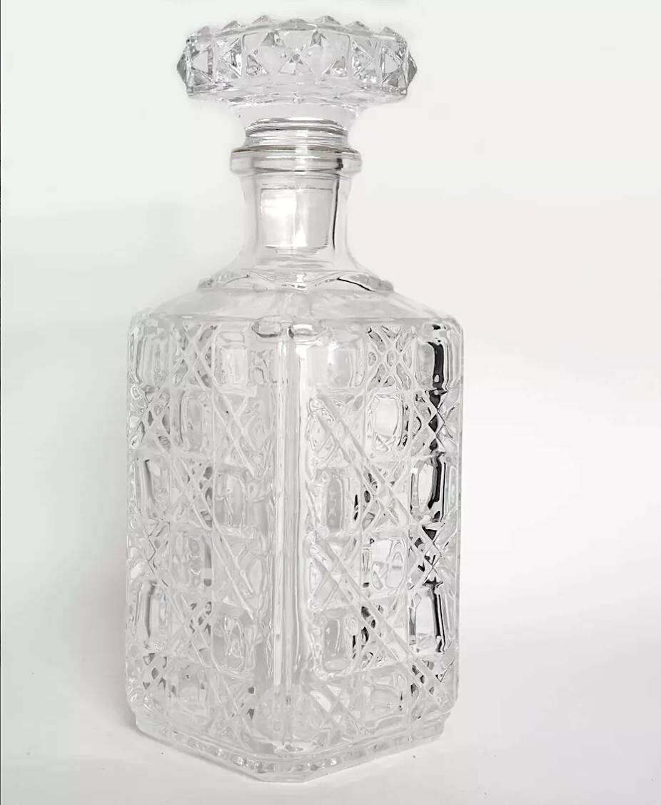 Carafe whisky en cristal motif damier