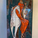 Grand panneau mural céramique années 60