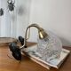 Vintage swan neck wall lights brass bubble glass porcelain