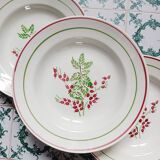 Set of 4 Lunéville KG soup plates, coffee leaves