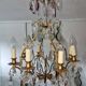 Brass cage chandelier and crystal pendants with 8 lights and 79 pendants
