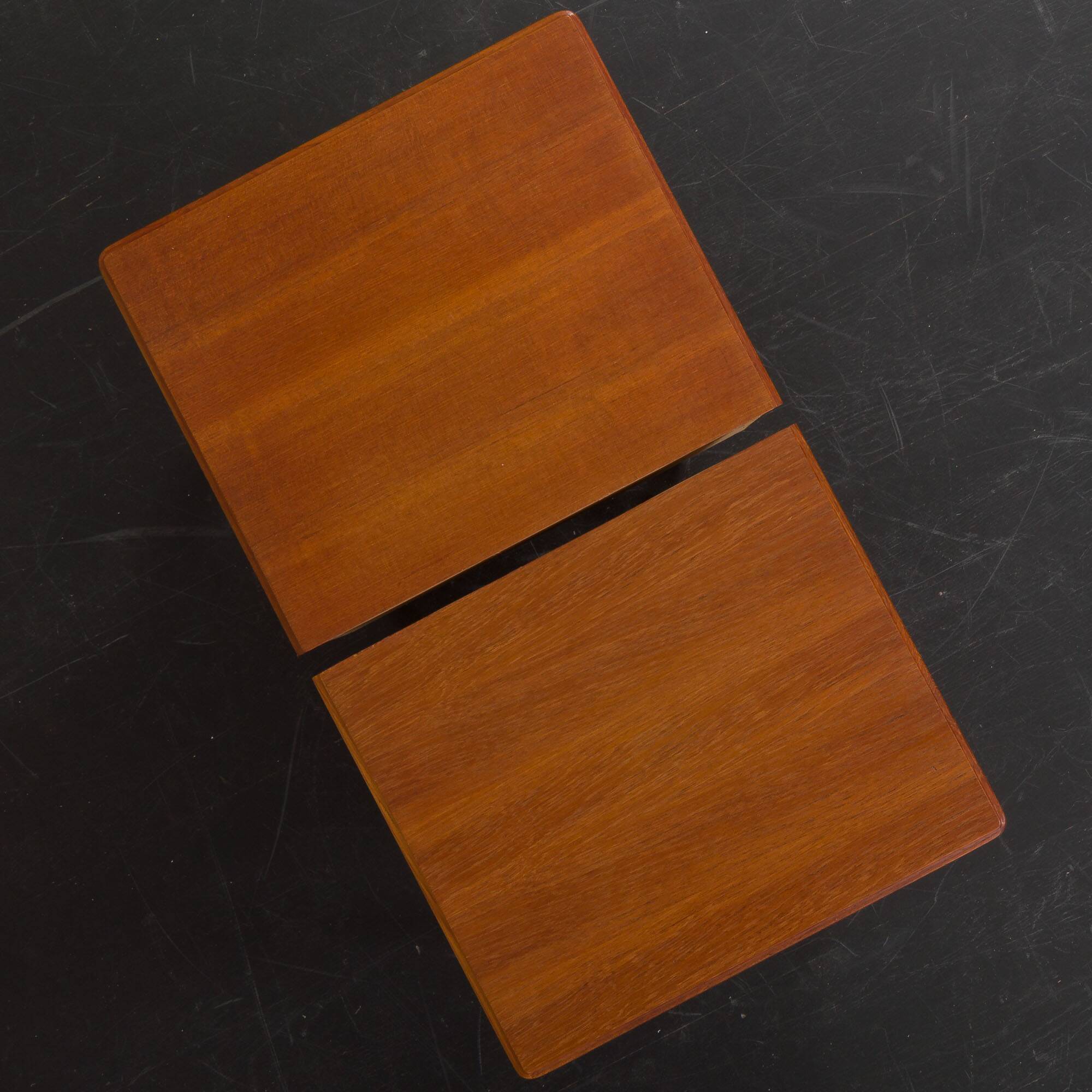 Mid-century teak bedside tables with rosewood inlays, Denmark 1960s