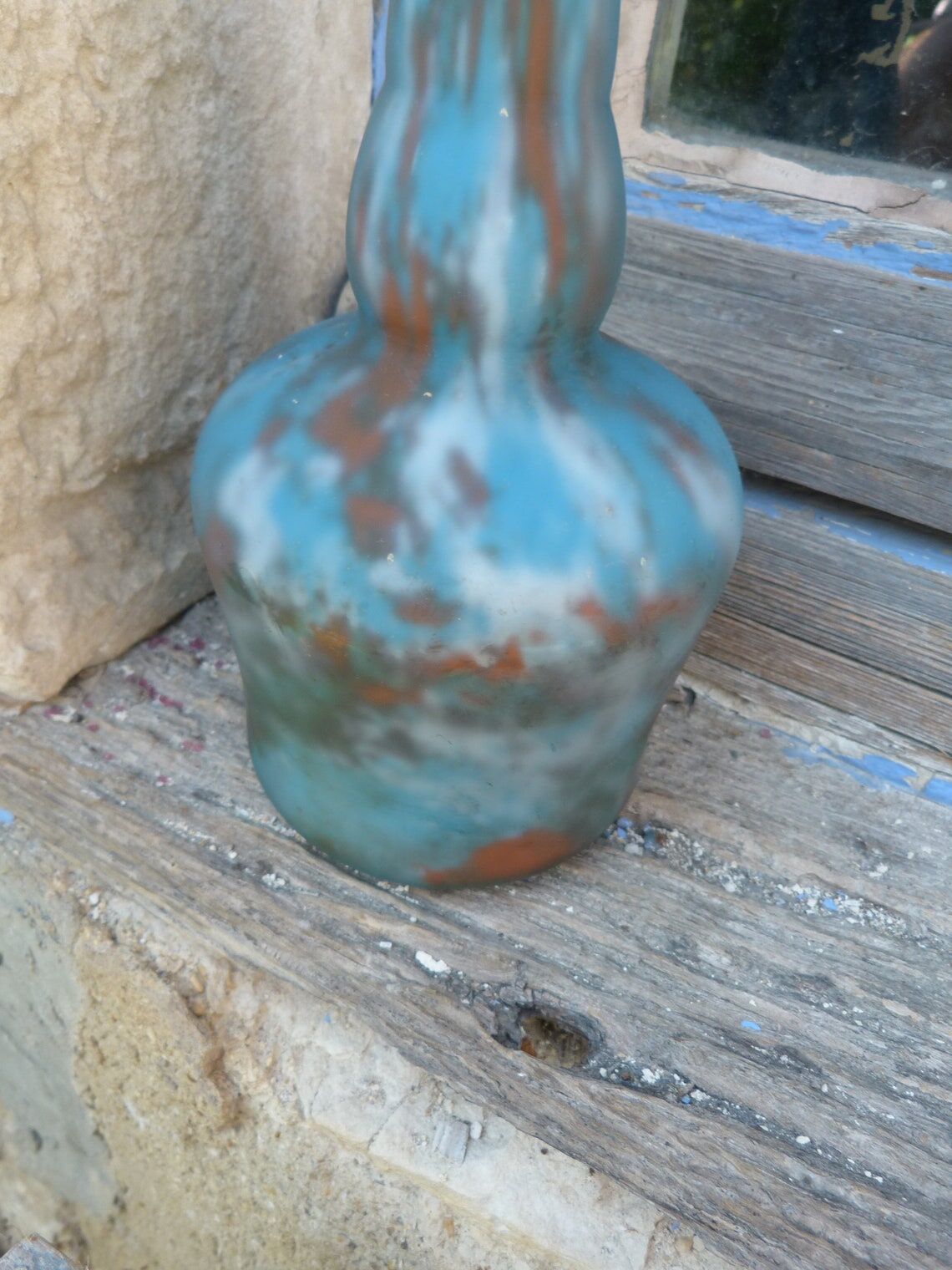 Art Nouveau vase in marbled Soliflore glass paste signed Jouvray