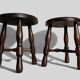 Mid-Century Chestnut Wood Stools Attributed to Charles Dudouyt, 1950s