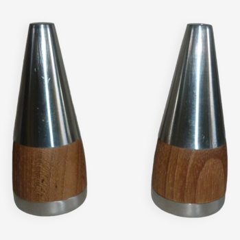 Salt shaker and pepper for the table, in wood and stainless steel