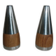 Salt shaker and pepper for the table, in wood and stainless steel