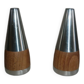 Salt shaker and pepper for the table, in wood and stainless steel