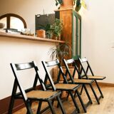 4 black cane folding chairs
