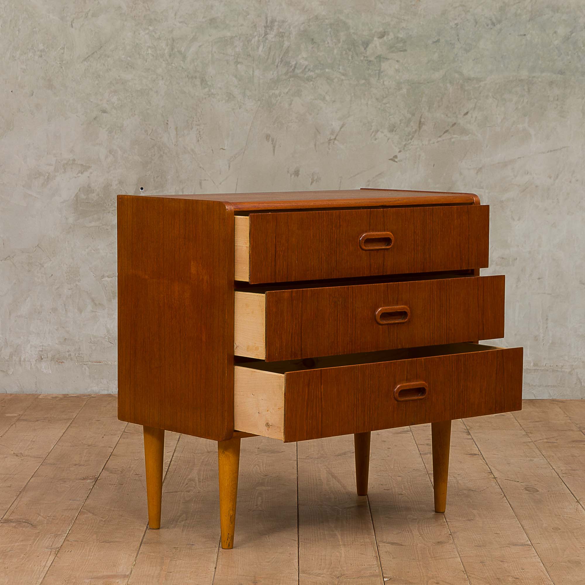 Danish curved dresser with 3 drawers, Denmark, 70