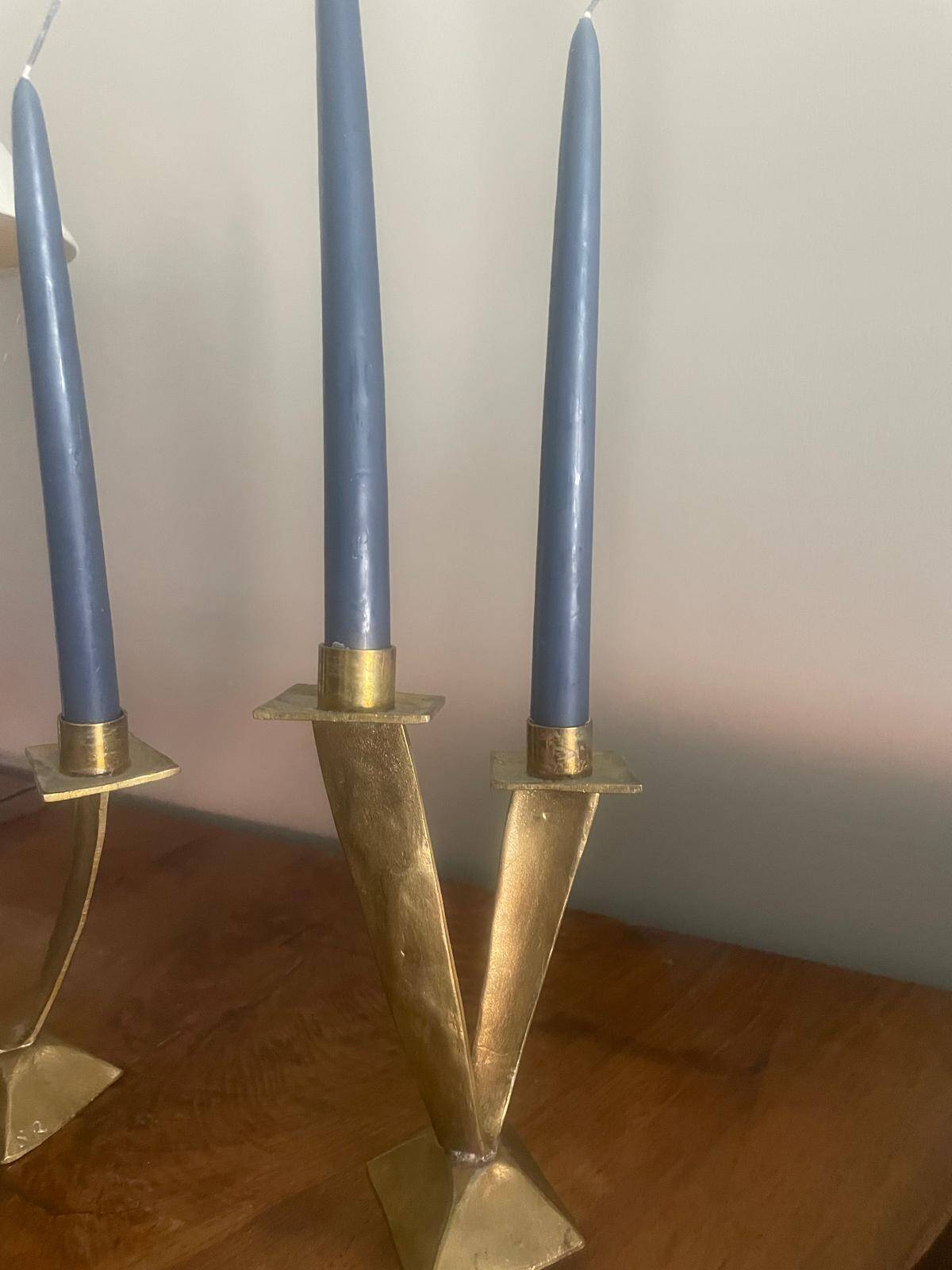 a pair of 1950s Scandinavian brass candlesticks