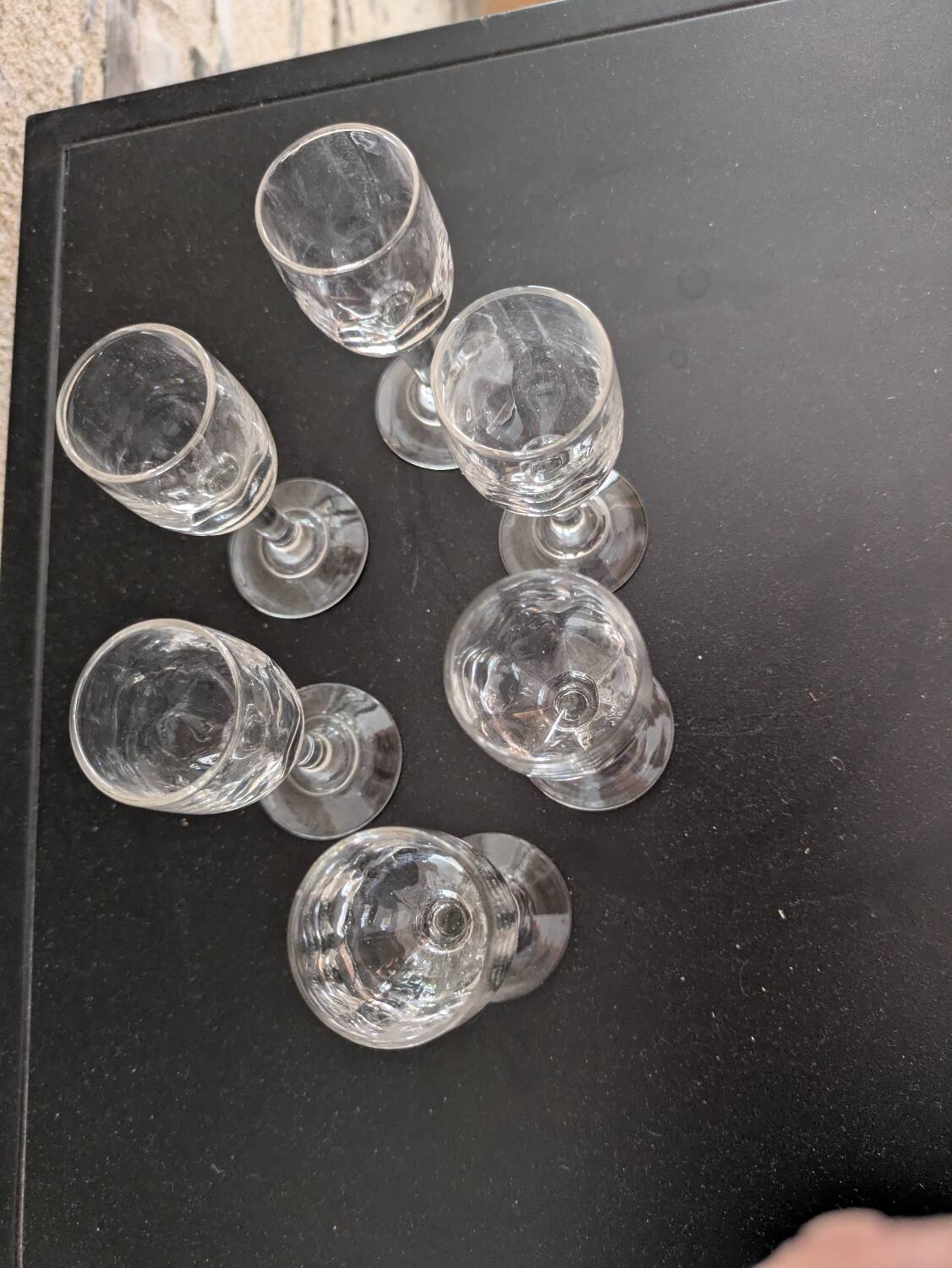 6 small vintage liqueur glasses
