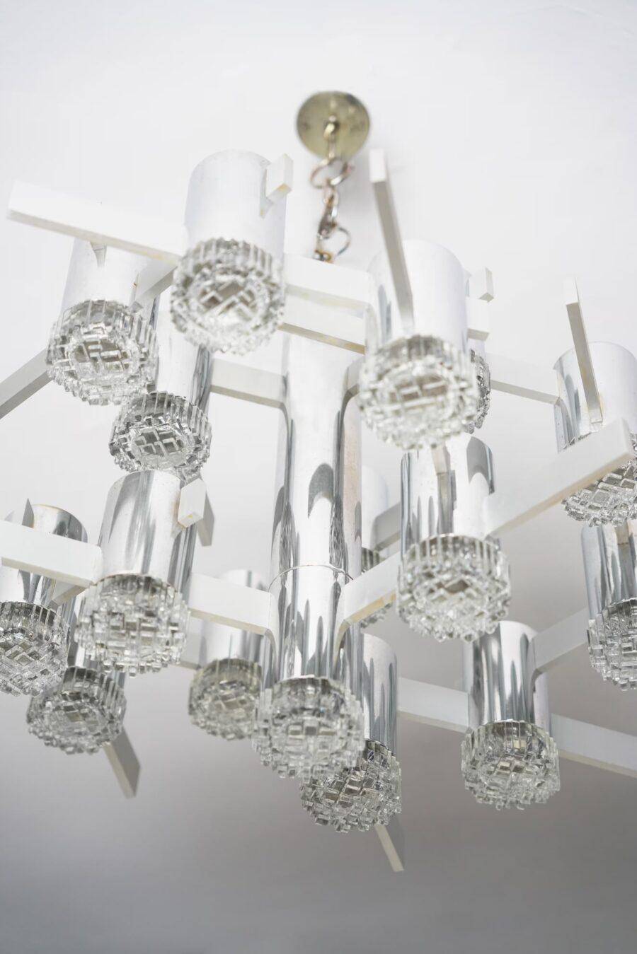 Chrome-plated Steel Ceiling Lamp by Gaetano Sciolari