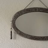 Silver oval Art Deco mirror