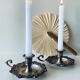 Pair of silver metal candlesticks