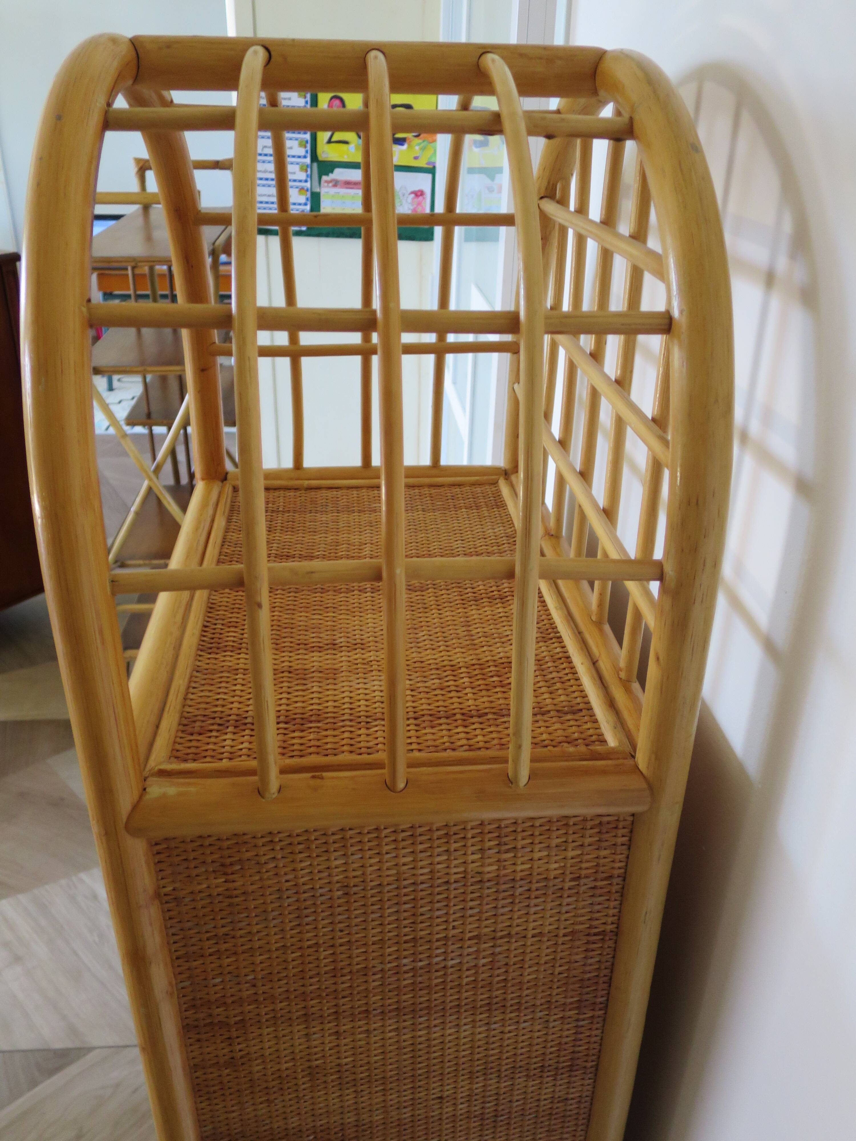 Vintage Library - 2 drawers - Woven rattan cupboard - 1980s - natural