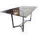 Vintage chrome metal table with smoked glass top