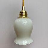 Vintage tulip hanging lamp in white opaline