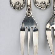 Christofle box of twelve Marly cake forks, silver-plated metal