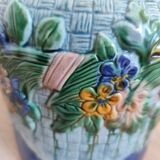 Antique Victorian Art Majolica Earthenware Cheese Cover with Dish