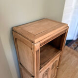 Small Art Deco jam cabinet in carved blonde oak