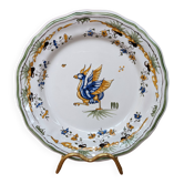Hand-painted plate with old Moustiers decor