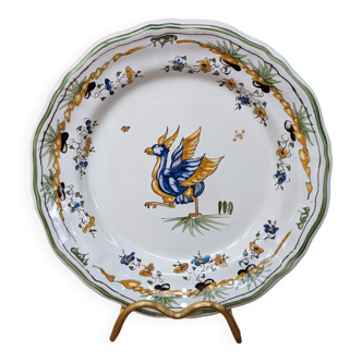 Hand-painted plate with old Moustiers decor