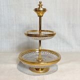 Double dessert display. Glass and gilded metal. Very good condition