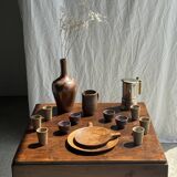 Small silver and gold Italian coffee maker Alpu-F Puppieni in stainless steel