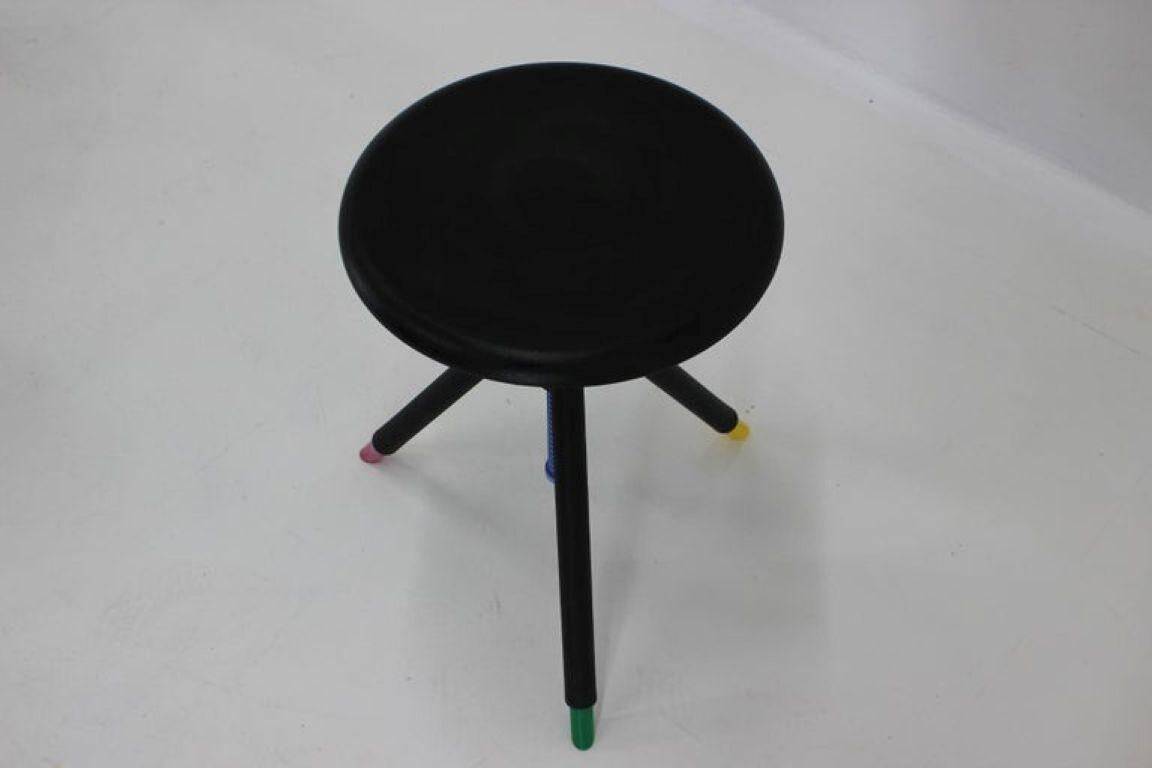 Italian Postmodern Adjustable "Screw" Dining Table and Four Stools in the Style