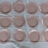 12 transparent pink vintage plates