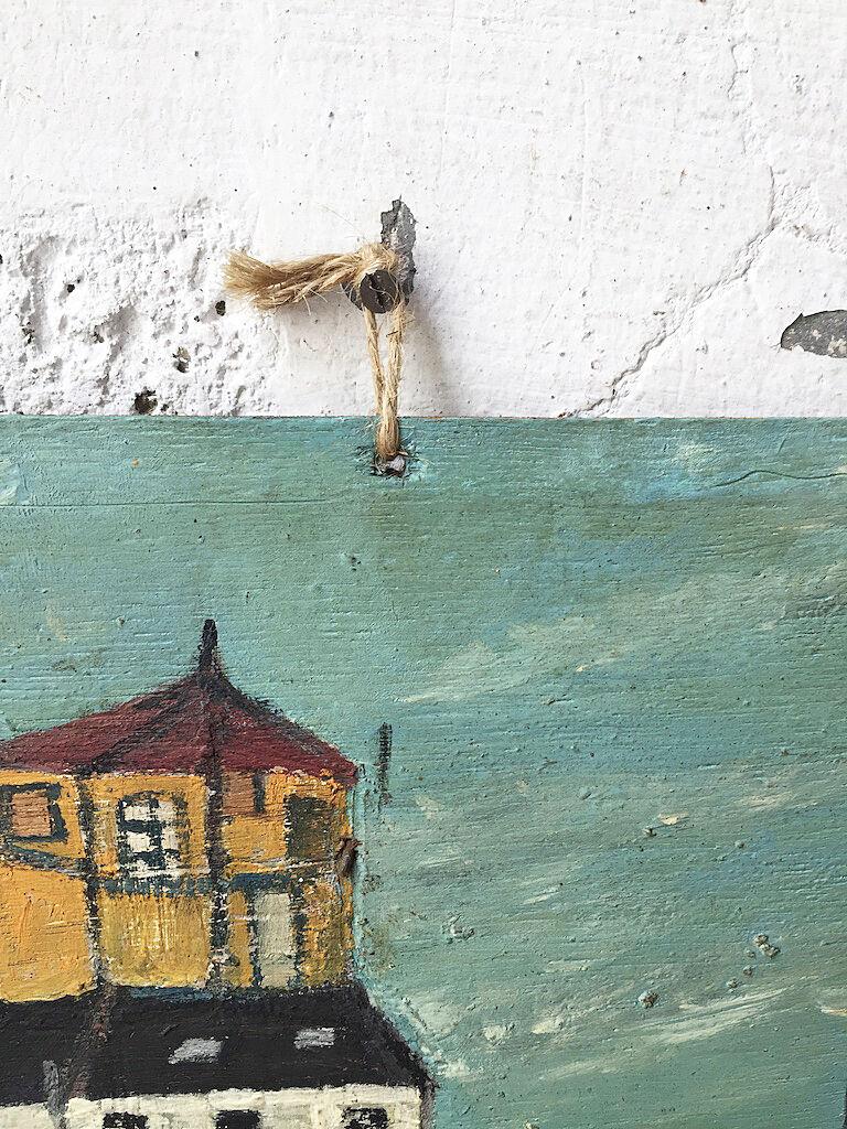 Huile sur bois « ville » Bernier