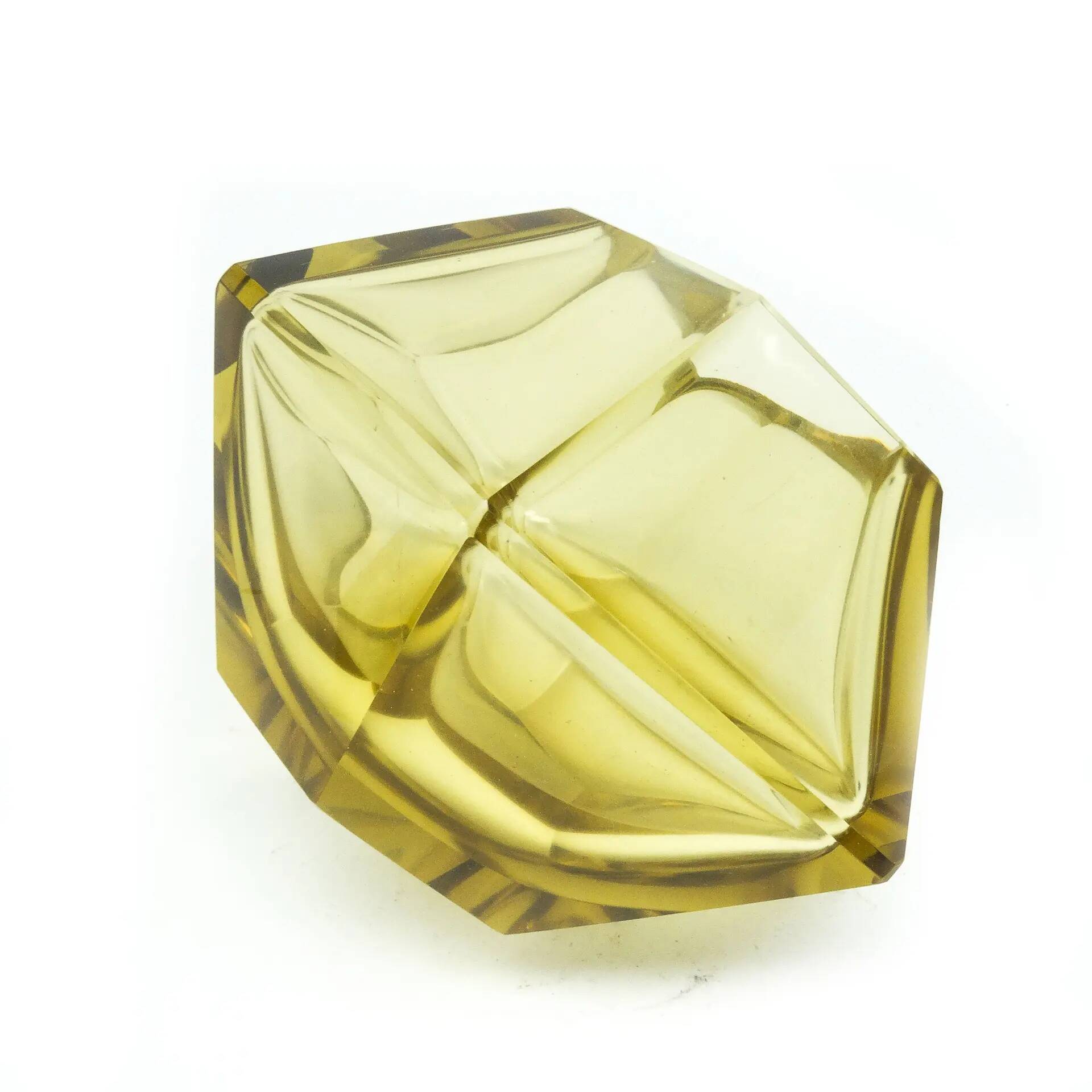 Art Deco vase, citrine crystal, designed by R. Hlousek, Moser, Czechoslovakia, 1930s