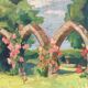 Tableau pierres et rosiers