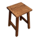 Dark wood stool folk art solid French oak
