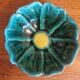 Vintage Slush Cup Green Flower Yellow Heart