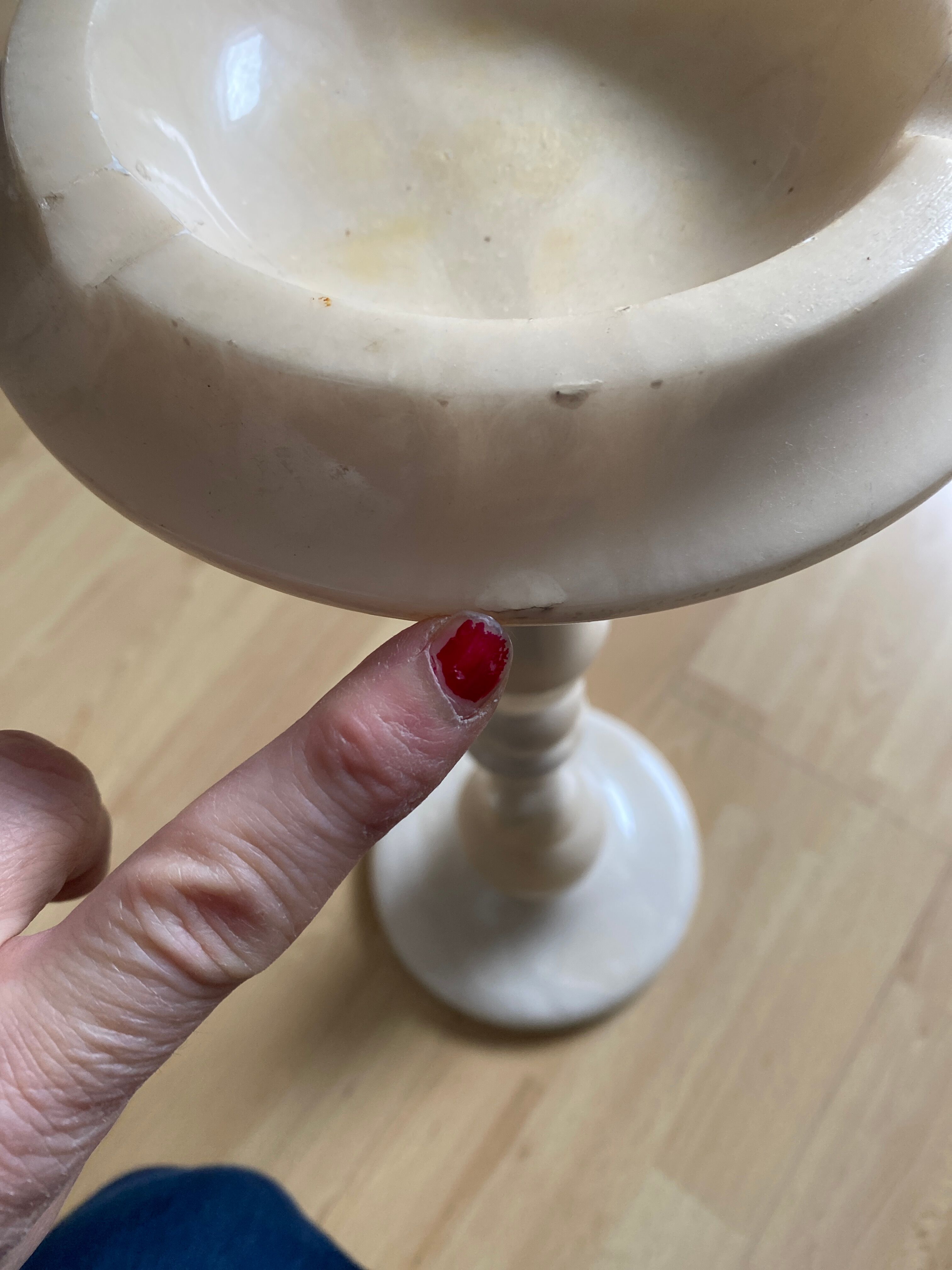 Vintage alabaster standing ashtray