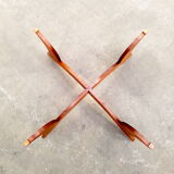 Table low Hugues Poignant base plating wood and smoked glass top