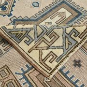 3x6 Cream Blue Oriental Vintage Rug, 109x187Cm